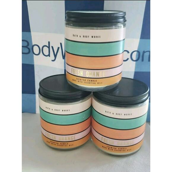 BBW Fresh Orange 7 oz. Single Wick Candle Bundle of 3 Home Fragrance Decor - Picture 1 of 2